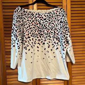 Talbots 3/4 sleeve length cheetah print tee